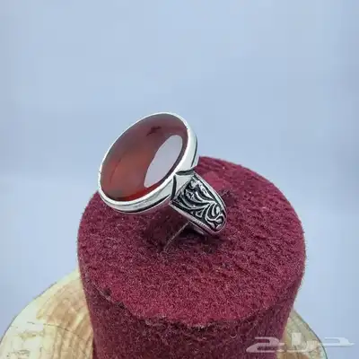 خواتم ملكيه احجار عقيق كبدي كرزي طبيعي 10