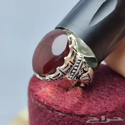 خواتم ملكيه احجار عقيق كبدي كرزي طبيعي 15