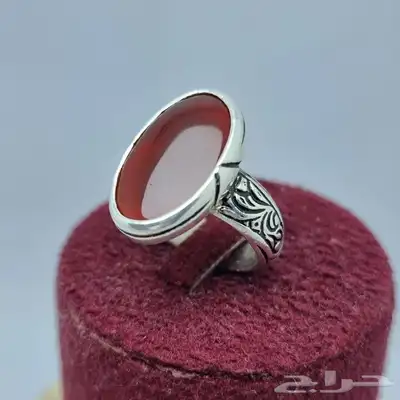 خواتم ملكيه احجار عقيق كبدي كرزي طبيعي 13