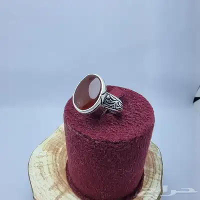خواتم ملكيه احجار عقيق كبدي كرزي طبيعي 16