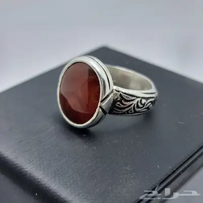 خواتم ملكيه احجار عقيق كبدي كرزي طبيعي 2
