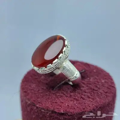 خواتم ملكيه احجار عقيق كبدي كرزي طبيعي 7