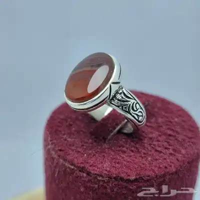 خواتم ملكيه احجار عقيق كبدي كرزي طبيعي 8
