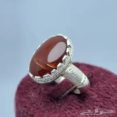 خواتم ملكيه احجار عقيق كبدي كرزي طبيعي 5