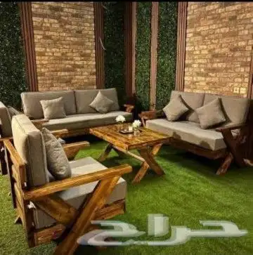 جلسات خارجيه طقم سبعه اشخاص حديد وخشب 6
