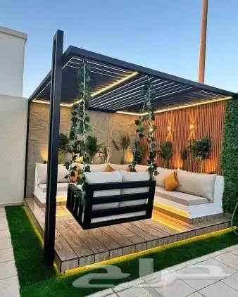 تصميم و تنسيق حدائق جازان عشب صناعي شلالات مظلات ديكورات 0