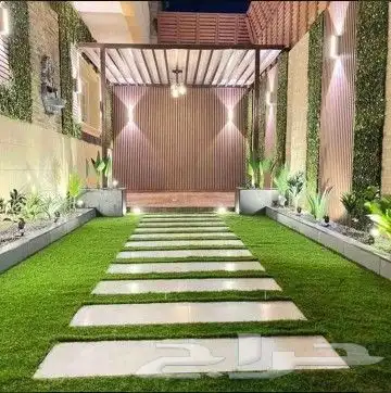 تصميم و تنسيق حدائق جازان عشب صناعي شلالات مظلات ديكورات 6