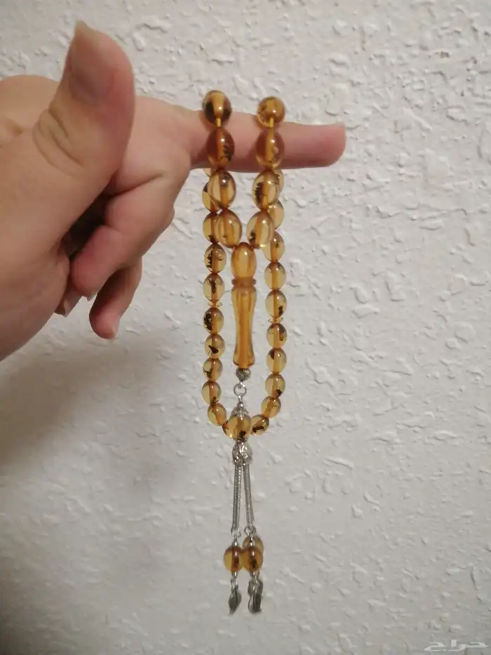 سبحة كهرمان حشري حبة زيتونه (جديدة). 1