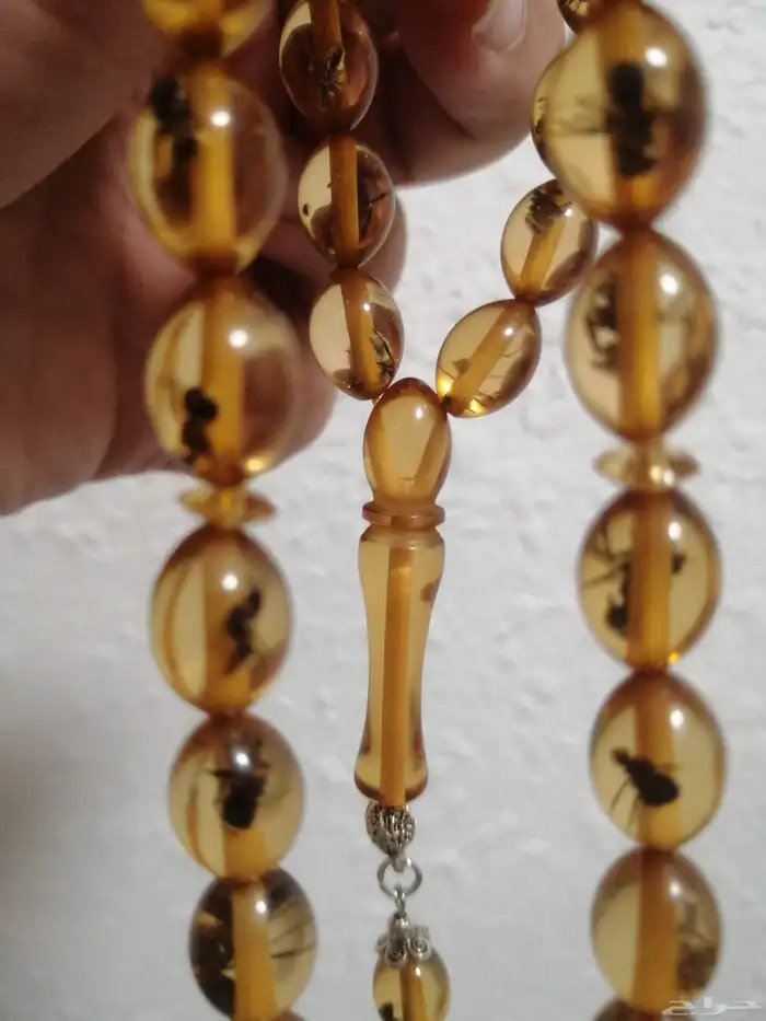 سبحة كهرمان حشري حبة زيتونه (جديدة). 3