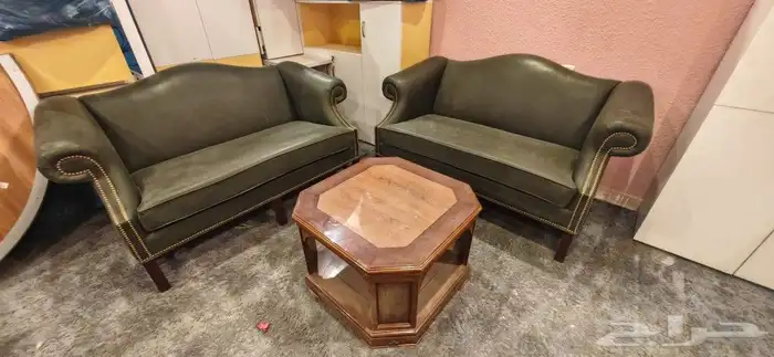 كنبتين جلد طبيعي انجليزية مستوردة 8