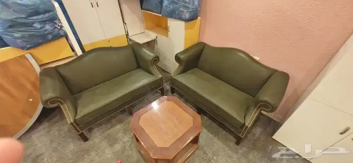 كنبتين جلد طبيعي انجليزية مستوردة 7