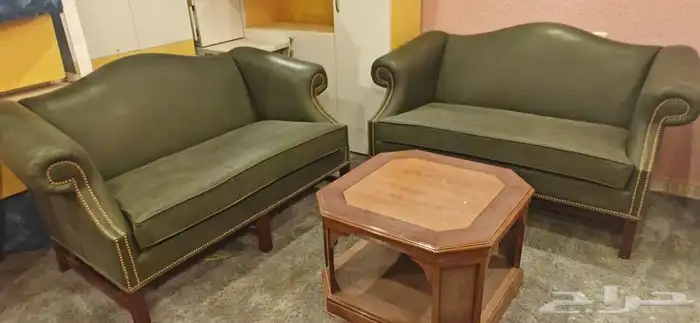 كنبتين جلد طبيعي انجليزية مستوردة 0