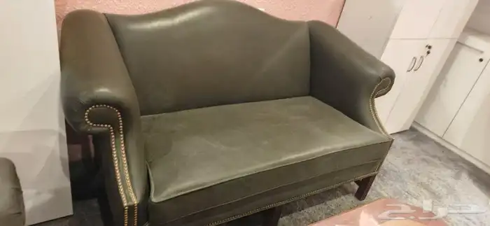 كنبتين جلد طبيعي انجليزية مستوردة 1