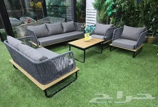 جلسة خارجية حبل رصاصي قماش رصاصي داكن 2