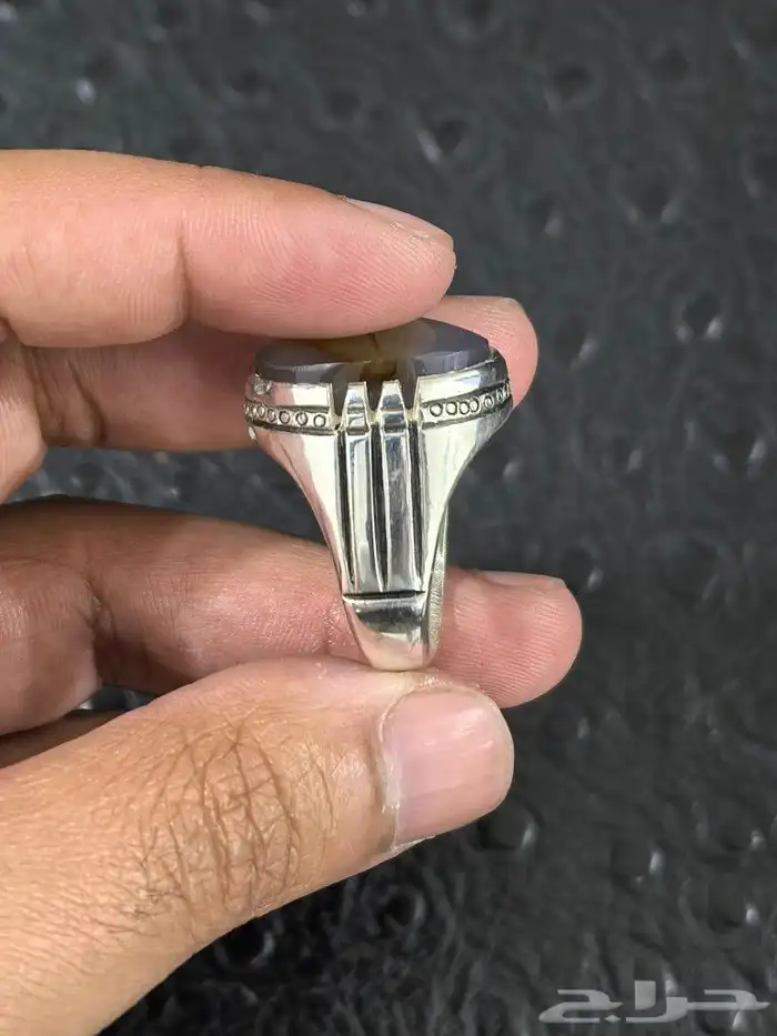 خاتم فضة بحجر عقيق 2