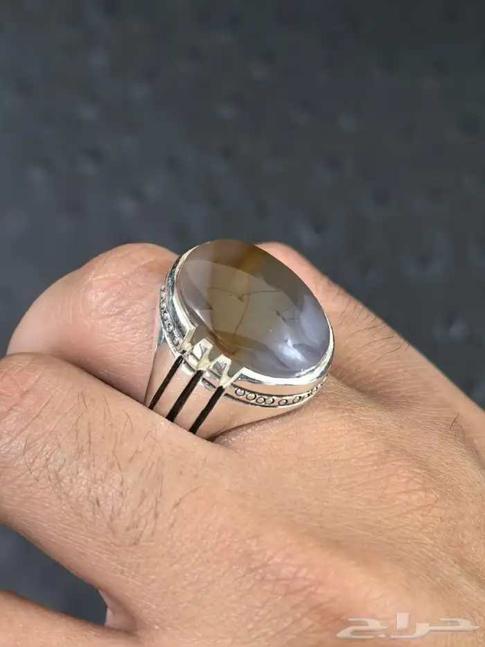 خاتم فضة بحجر عقيق 0