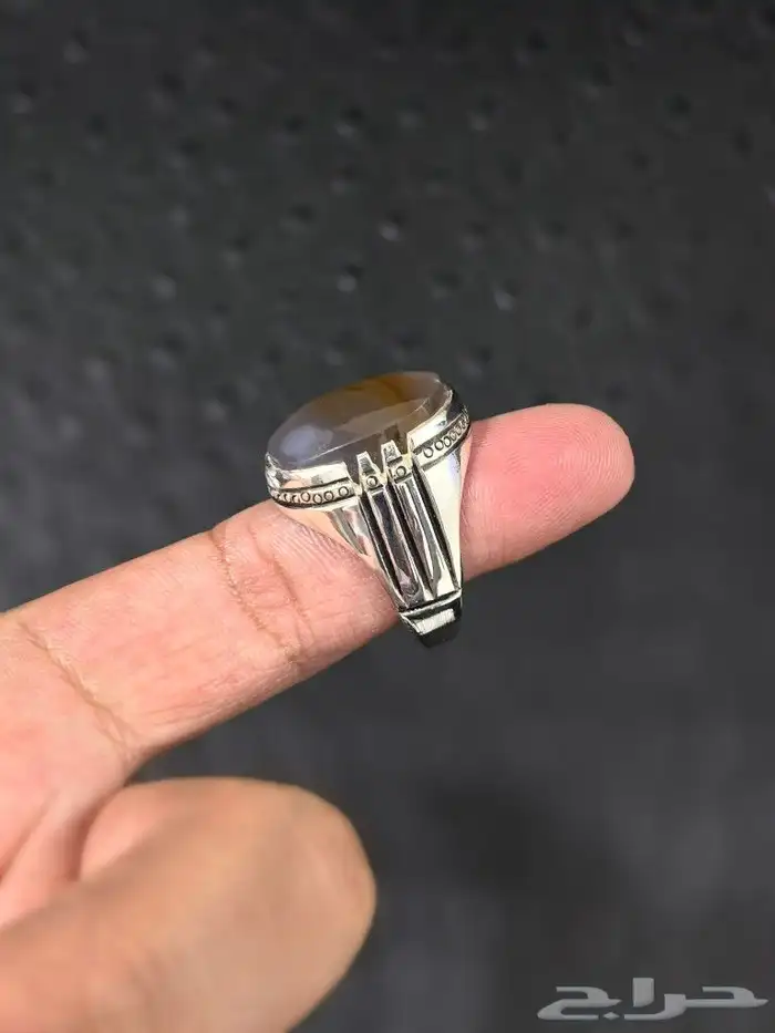 خاتم فضة بحجر عقيق 1