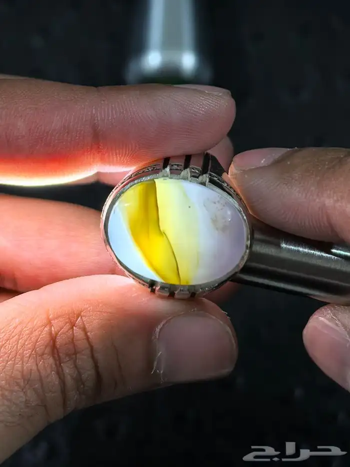 خاتم فضة بحجر عقيق 3