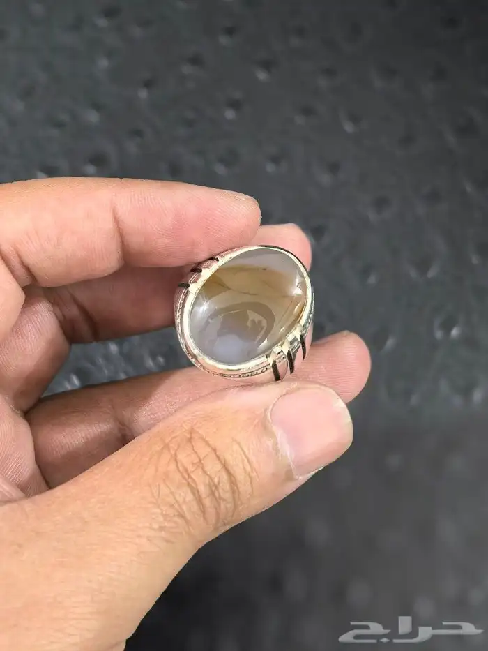 خاتم فضة بحجر عقيق 5