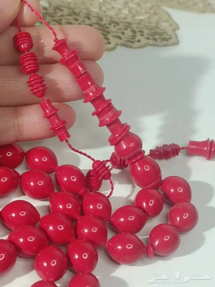 سبحة من كرة بولنج او بولنق بشاهد خلاخل لون احمر 7