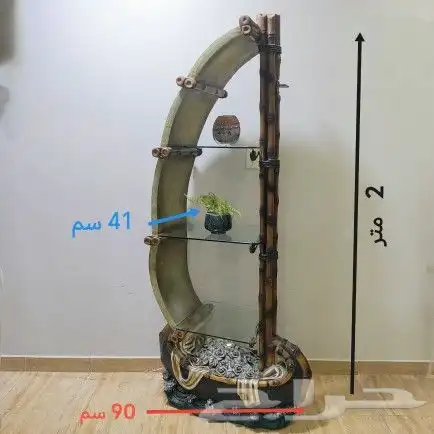 بترينة تحف ديكور أرفف بانارة شكل قارب شراع 2