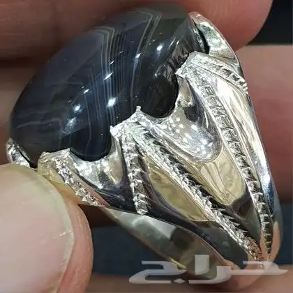 خاتم عقيق يماني مزعفر 2