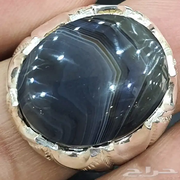 خاتم عقيق يماني مزعفر 4