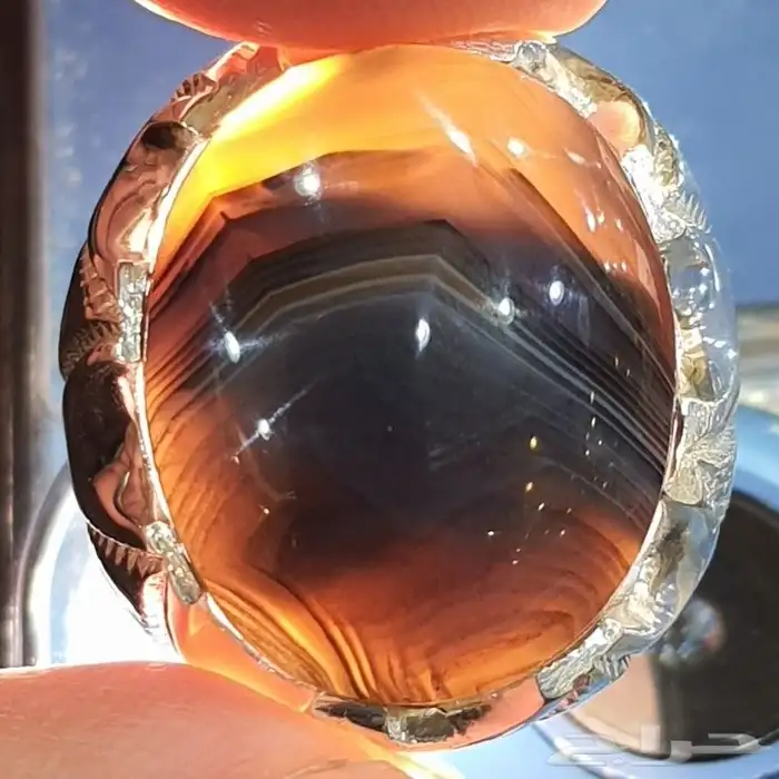 خاتم عقيق يماني مزعفر 5