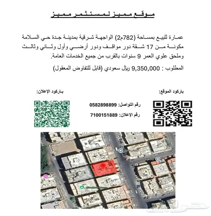 عمارة مميزة بموقع مميز 17 شقة 0