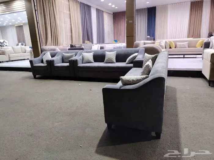 كنب خمس قطع 11شخص قماش شانين ثلاث كبير واثنين مفرد 0