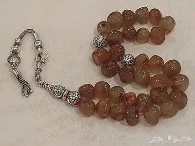 مسباح سبحة حجر عقيق قديم 33 حجرة 1