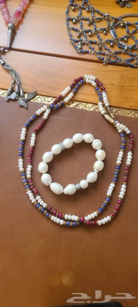 اسوارة نسائية احجار طبيعية فضة و صدف لؤلؤ 3