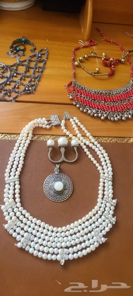 اسوارة نسائية احجار طبيعية فضة و صدف لؤلؤ 8