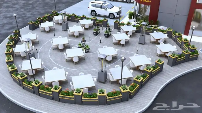 تصميم جلسات خارجيه لمطعم 0