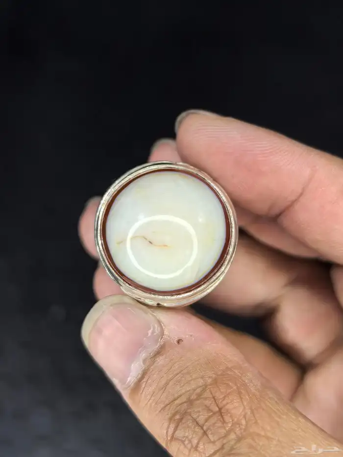 خاتم فضة بحجر عقيق مميز تفصيل يدوي 1