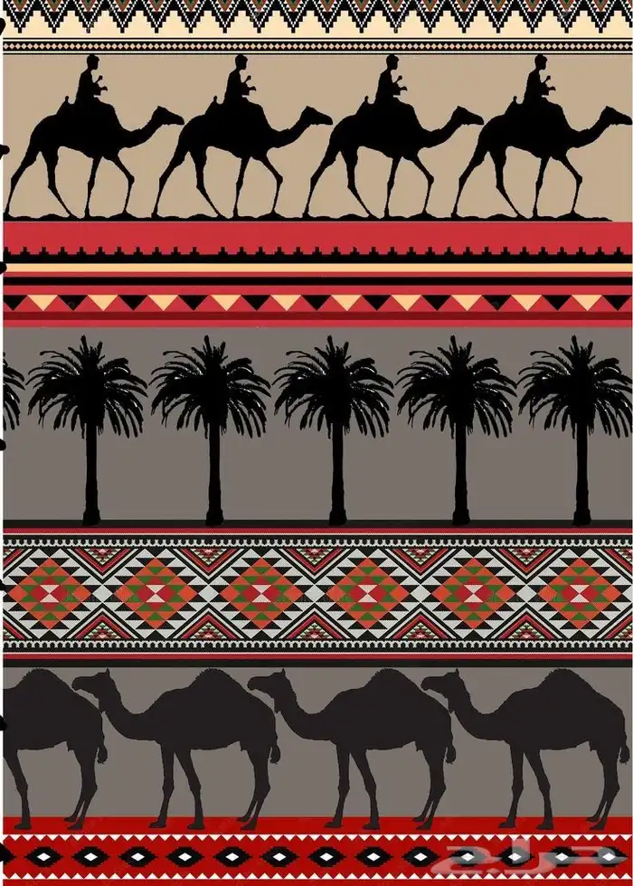 رسم جدار مجالس و استراحات طراز بدوي أو زخارف نجدي. قط عسيري 9