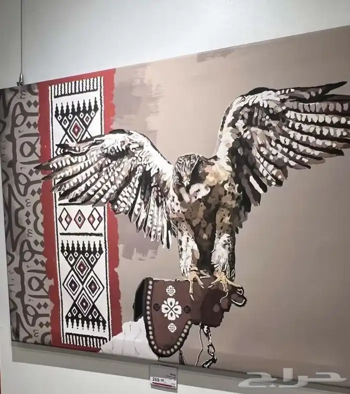 رسم جدار مجالس و استراحات طراز بدوي أو زخارف نجدي. قط عسيري 8