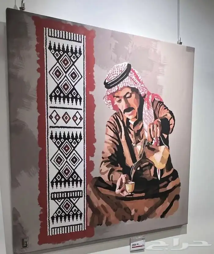 رسم جدار مجالس و استراحات طراز بدوي أو زخارف نجدي. قط عسيري 10