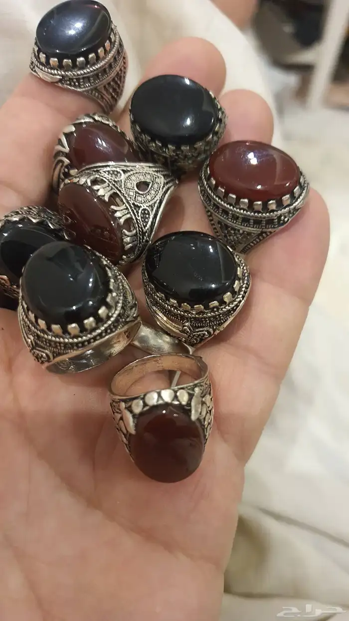 خاتم عقيق فضة 925 0