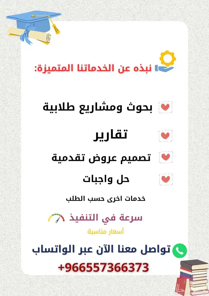 مشاريع وبحوث وتقارير للطلاب وعروض تقديمية 0
