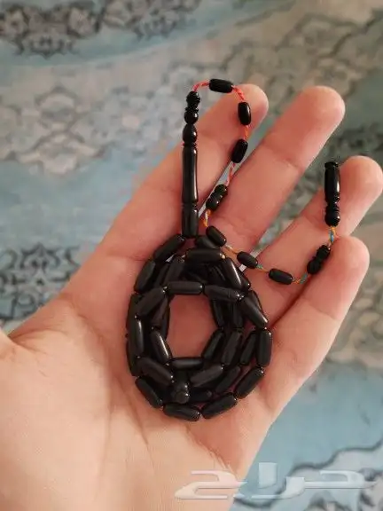 مسباح - سبحة قلاليث صب جديد اسود بتعريق ابيض خفيف 0