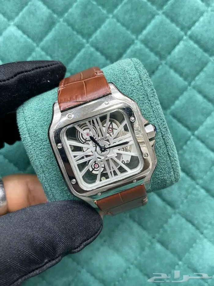 متجر_كاتشي ساعة كارتييه سانتوس جلد 1