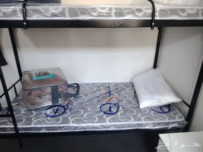 السرير الحديد سرير دورين تجهيز سكن عمال طراحه بطانيه مخده 8