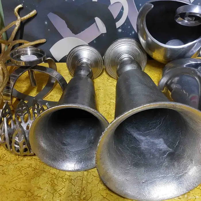 تحف ديكور فازة زهور شموع فضي مزهرية 16