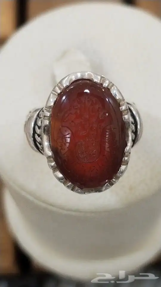 خاتم عقيق يماني منقوش 7