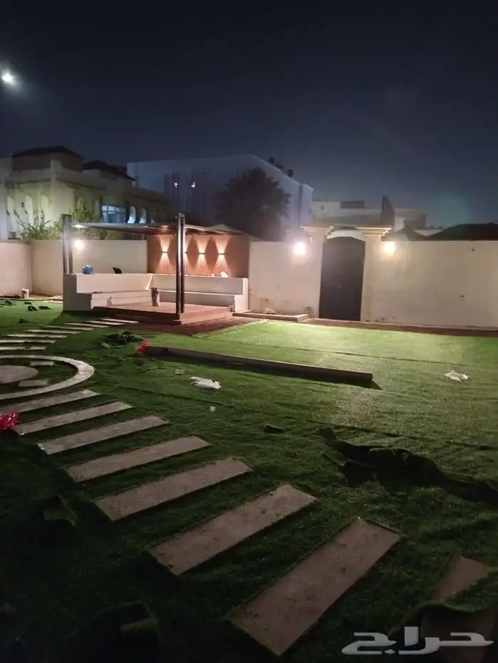 تنسيق حدائق عشب صناعي شلالات مظلات عشب طبيعي 0