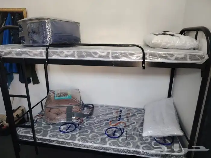 السرير الحديد سرير دورين تجهيز سكن عمال طراحه بطانيه مخده 7