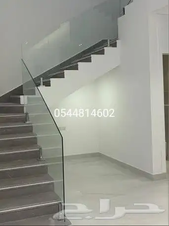 تركيب درابزين سلم درج استانلس استيل زجاج 2