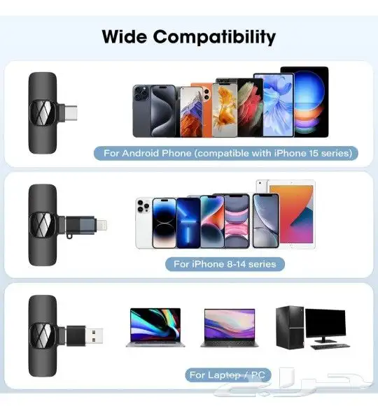 ميكروفون لاسلكي لافالير للموبايل USB نوع C للبيع جديد بكرتون 2