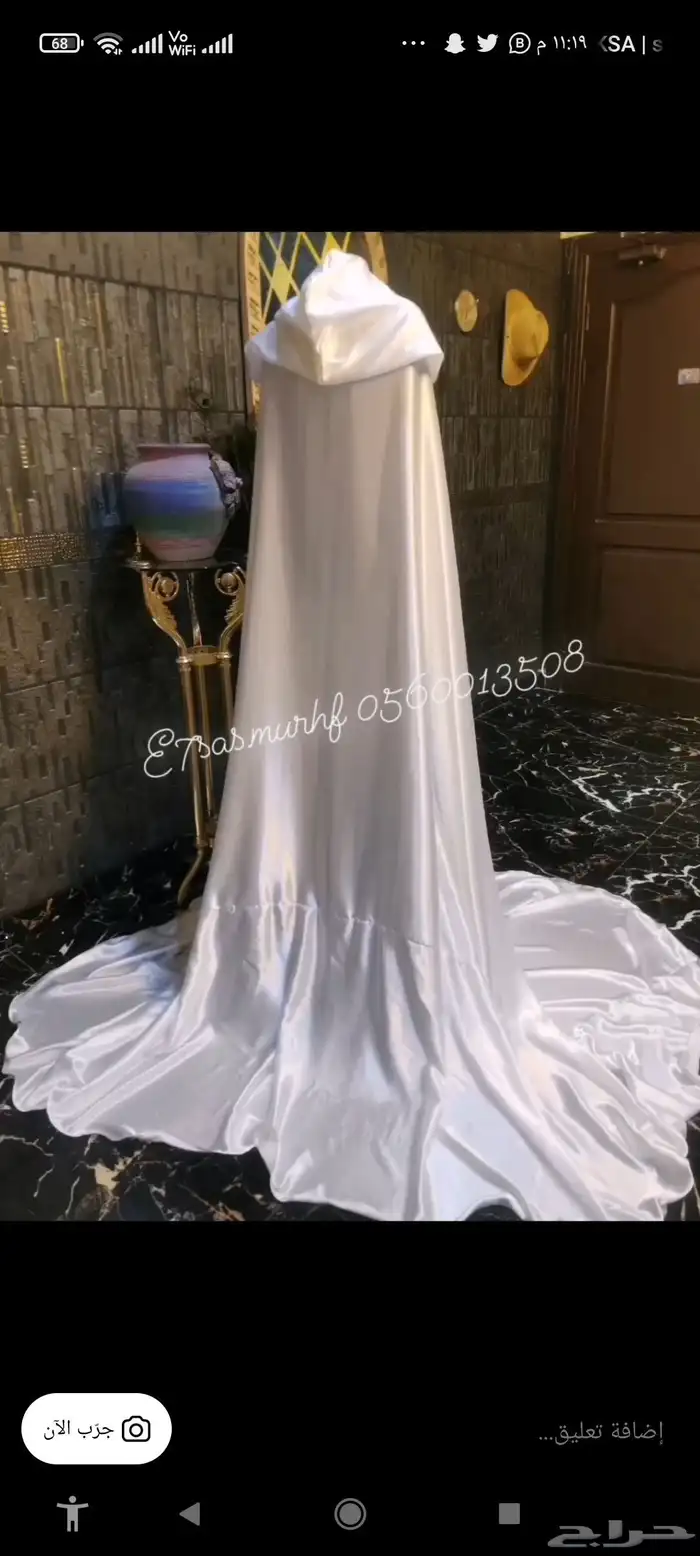 عبايه عروس بيضاء للتاجير وفستان سهرة للبيع 4